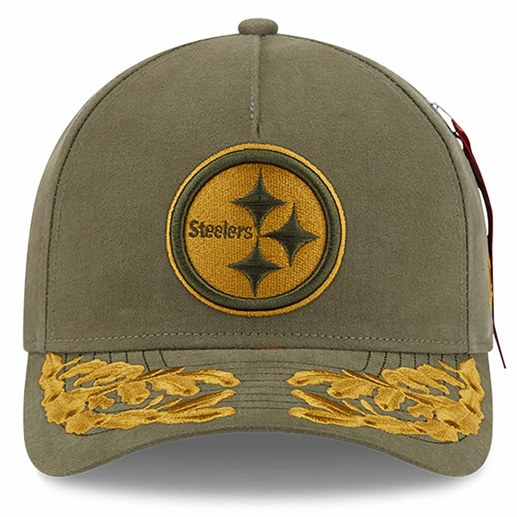 Pittsburgh Steelers New Era x Alpha Industries A-Frame 9FORTY Adjustable Hat Olive