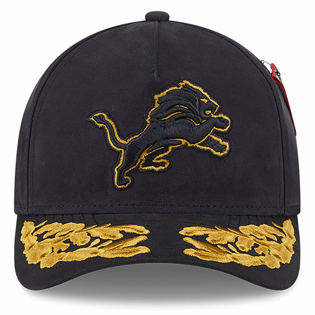 Detroit Lions New Era x Alpha Industries A-Frame 9FORTY Adjustable Hat Black