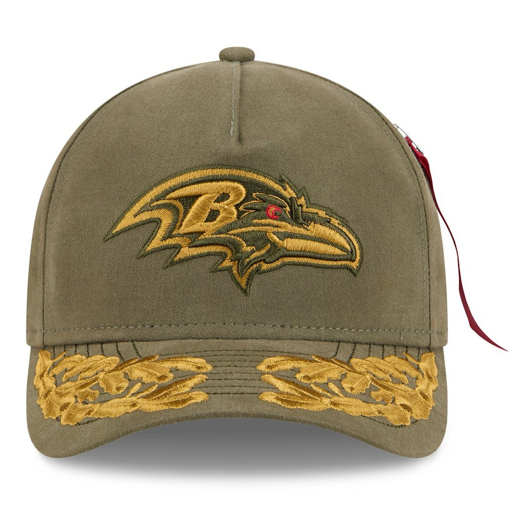 Baltimore Ravens New Era x Alpha Industries A-Frame 9FORTY Adjustable Hat Olive