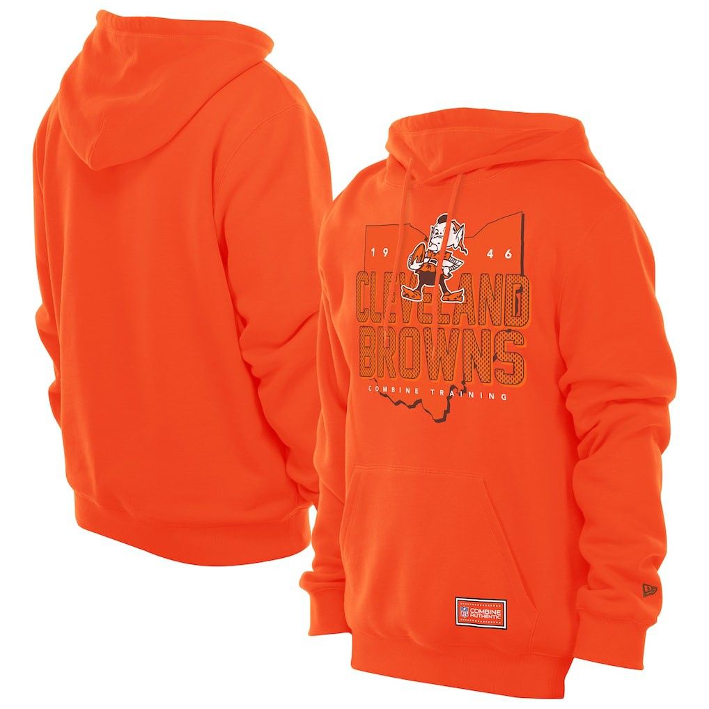 Cleveland Browns New Era Combine Authentic Local State Throwback Hoodie Orange