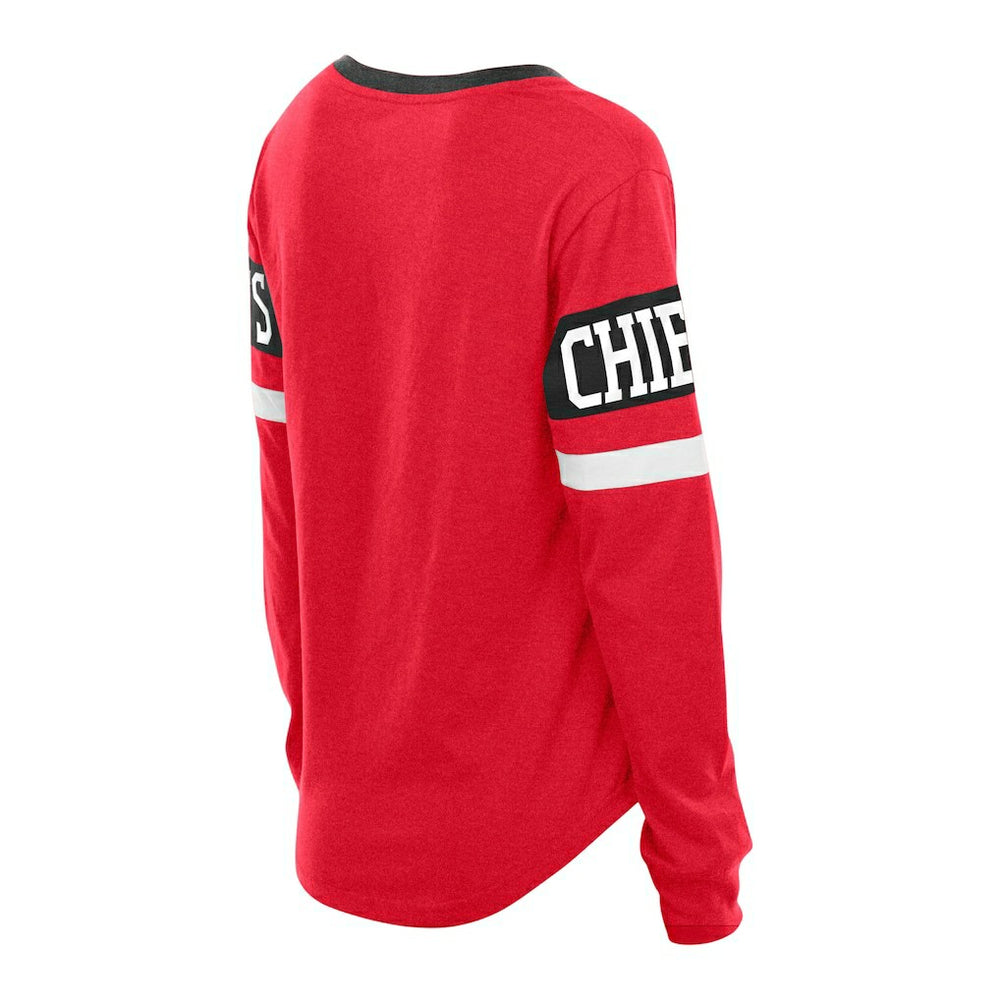 Kansas City Chiefs New Era Women's Plus Size Throwback Lace-Up Long Sleeve T-Shirt Red