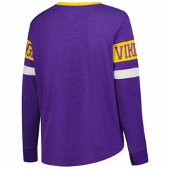 Minnesota Vikings New Era Women's Plus Size Throwback Lace-Up Long Sleeve T-Shirt Purple