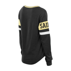 New Orleans Saints New Era Women's Plus Size Throwback Lace-Up Long Sleeve T-Shirt Black