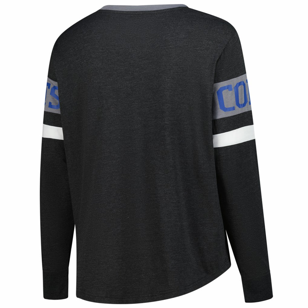 Indianapolis Colts New Era Women's Plus Size Throwback Lace-Up Long Sleeve T-Shirt Black