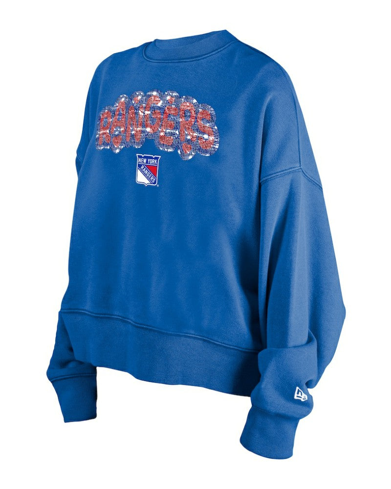 New York Rangers New Era Girls Youth Flip Sequin Sweatshirt - Blue - NHL 202632811