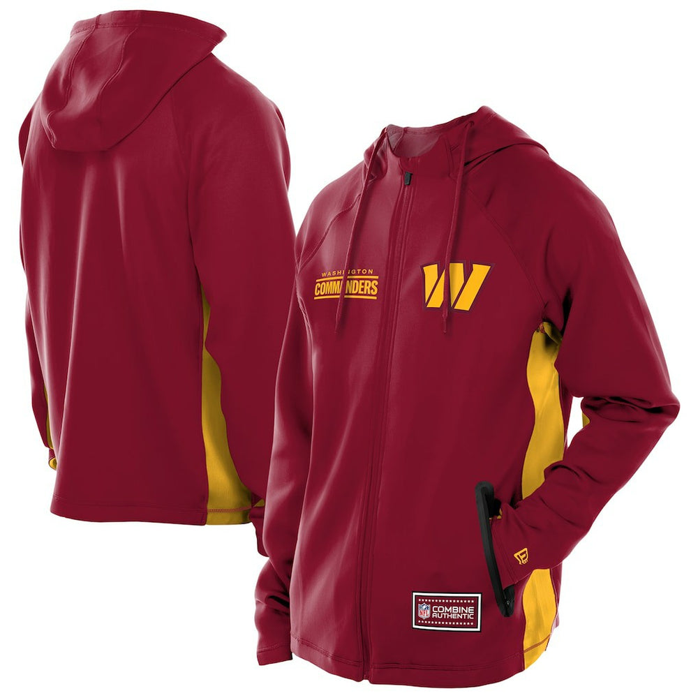 Washington Commanders New Era Combine Authentic Raglan Scuba Full-Zip Hoodie Burgundy