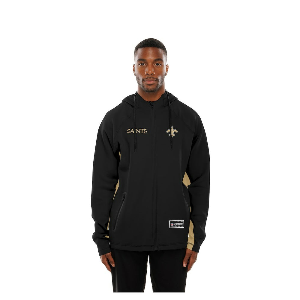 New Orleans Saints New Era Combine Authentic Raglan Scuba Full-Zip Hoodie Black