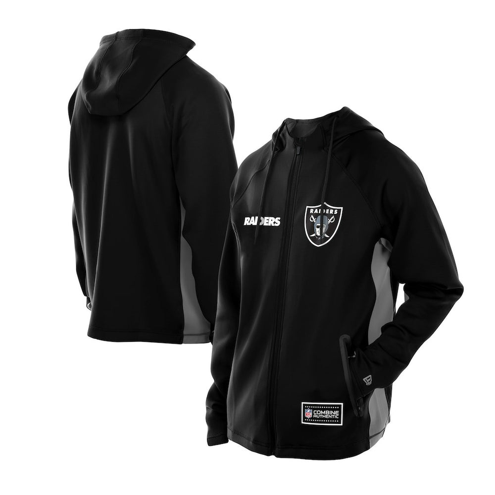 Las Vegas Raiders New Era Combine Authentic Raglan Scuba Full-Zip Hoodie Black