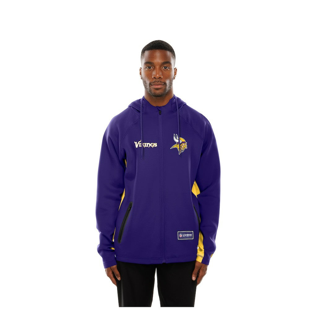 Minnesota Vikings New Era Combine Authentic Raglan Scuba Full-Zip Hoodie Purple