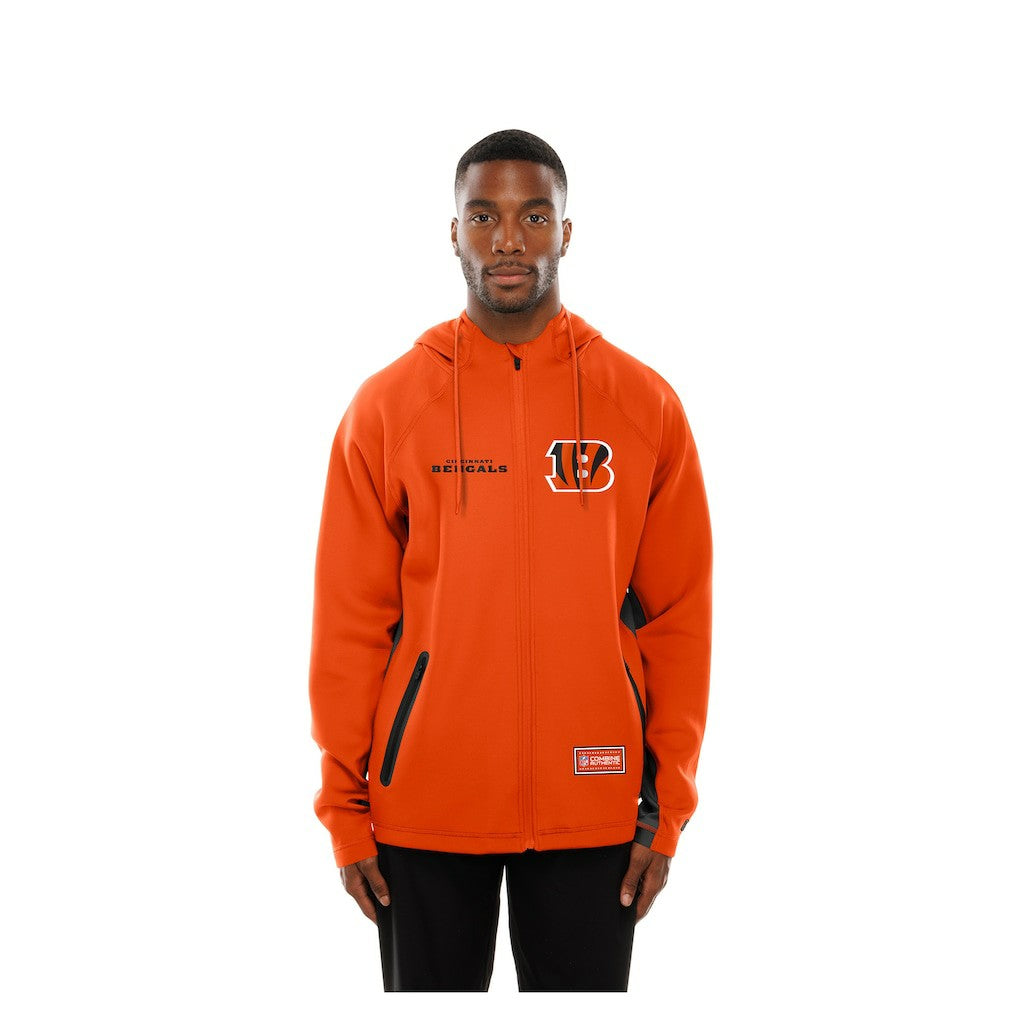 Cincinnati Bengals New Era Combine Authentic Raglan Scuba Full-Zip Hoodie Orange