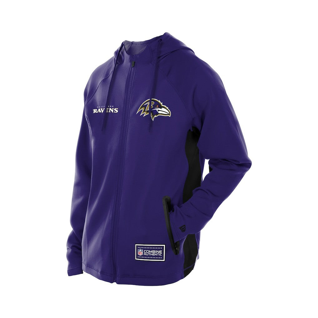 Baltimore Ravens New Era Combine Authentic Raglan Scuba Full-Zip Hoodie Purple