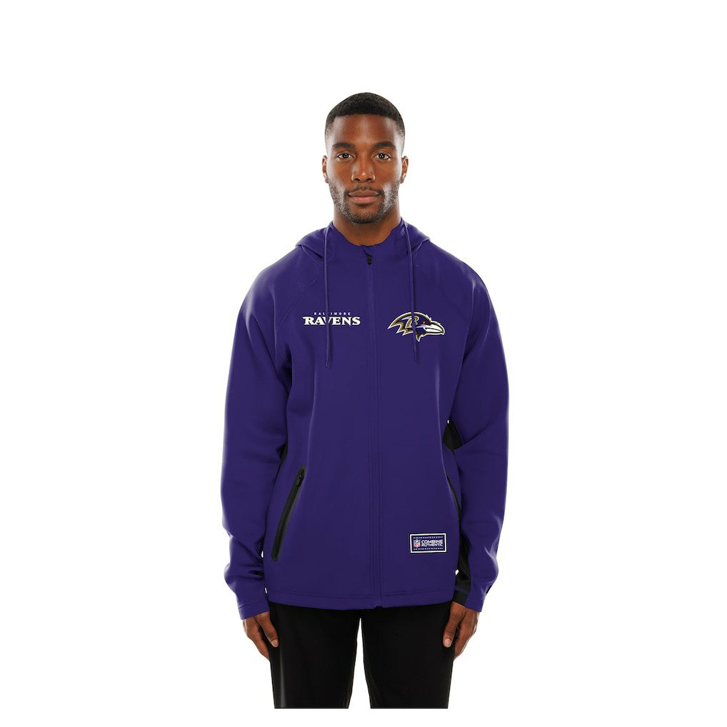 Baltimore Ravens New Era Combine Authentic Raglan Scuba Full-Zip Hoodie Purple