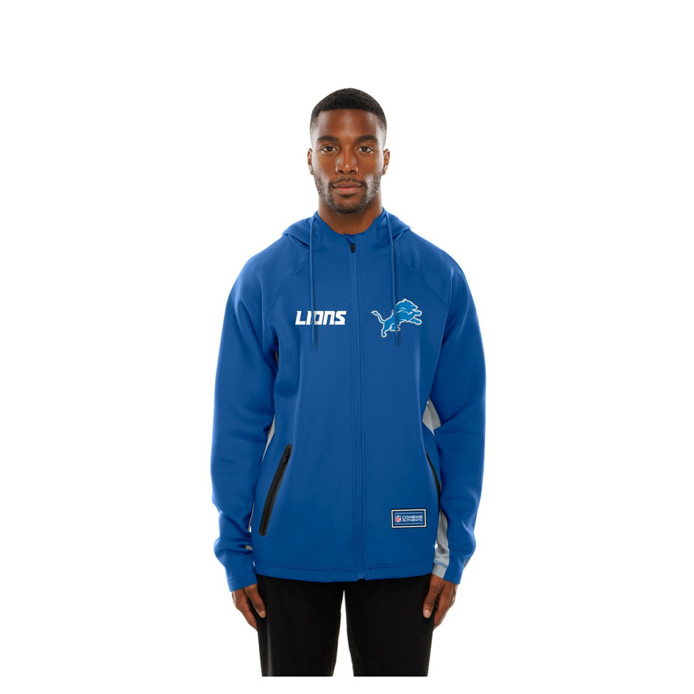 Detroit Lions New Era Combine Authentic Raglan Scuba Full-Zip Hoodie Blue