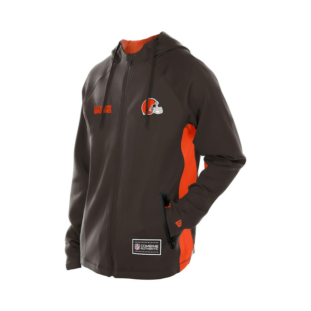 Cleveland Browns New Era Combine Authentic Raglan Scuba Full-Zip Hoodie Brown