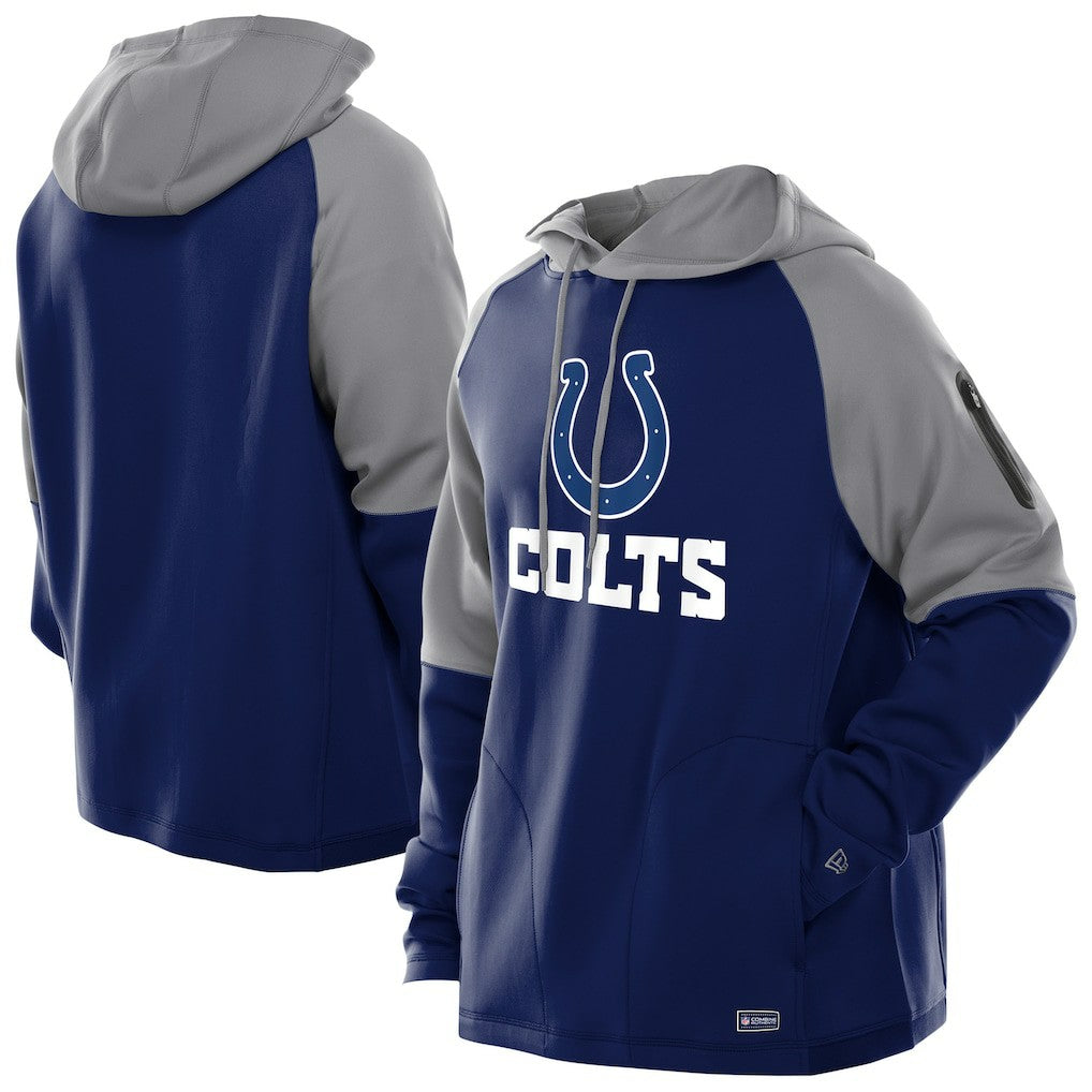 Indianapolis Colts New Era Combine Authentic Color Block Raglan Pullover Hoodie Royal