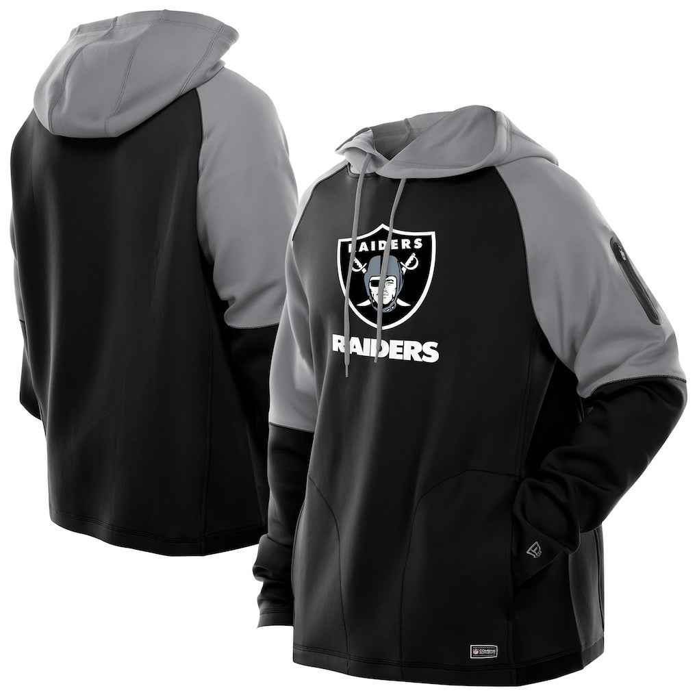 Las Vegas Raiders New Era Combine Authentic Color Block Raglan Pullover Hoodie Black