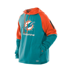 Miami Dolphins New Era Combine Authentic Color Block Raglan Pullover Hoodie Aqua