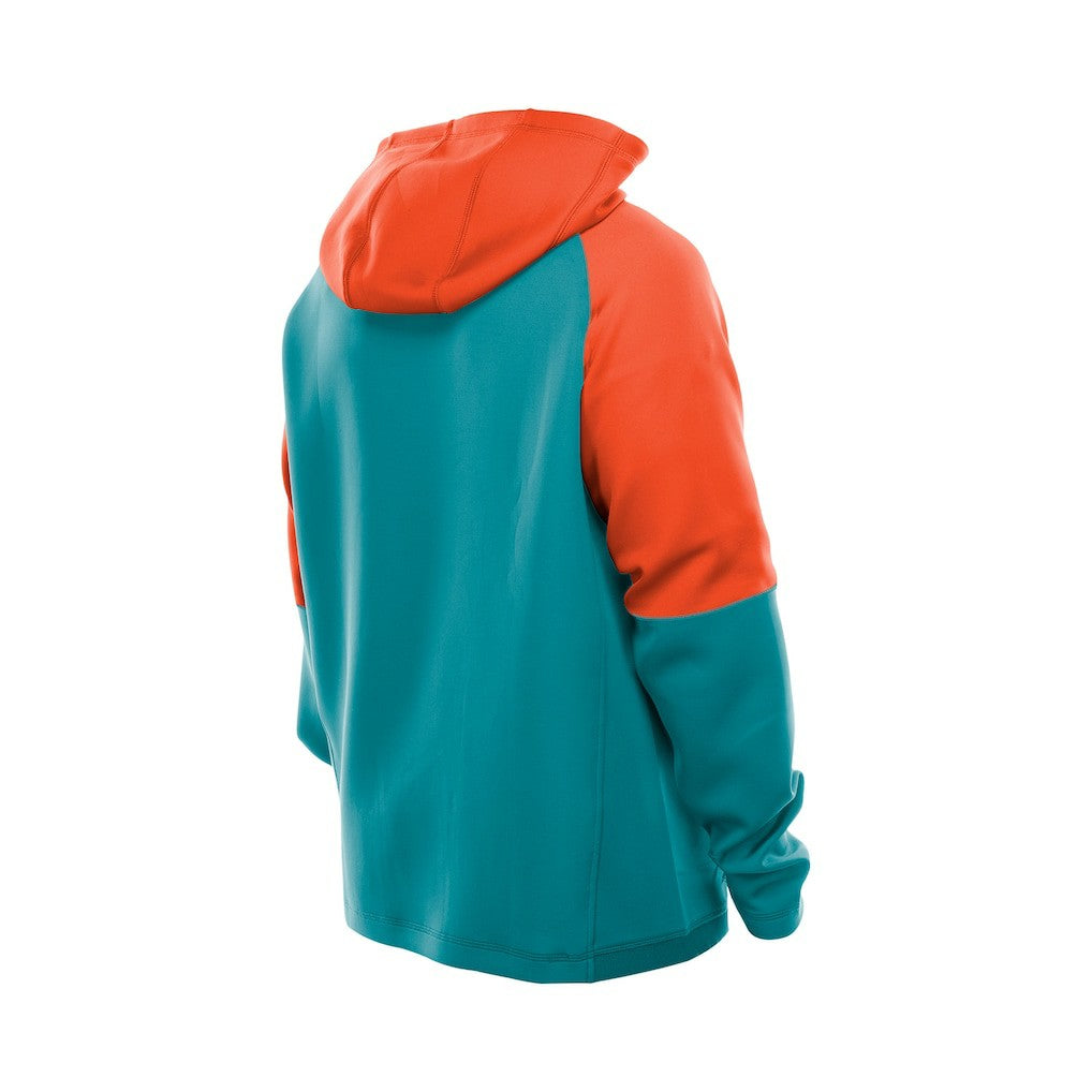 Miami Dolphins New Era Combine Authentic Color Block Raglan Pullover Hoodie Aqua