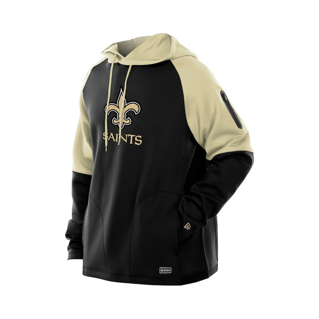 New Orleans Saints New Era Combine Authentic Color Block Raglan Pullover Hoodie Black