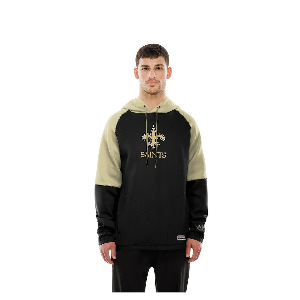 New Orleans Saints New Era Combine Authentic Color Block Raglan Pullover Hoodie Black