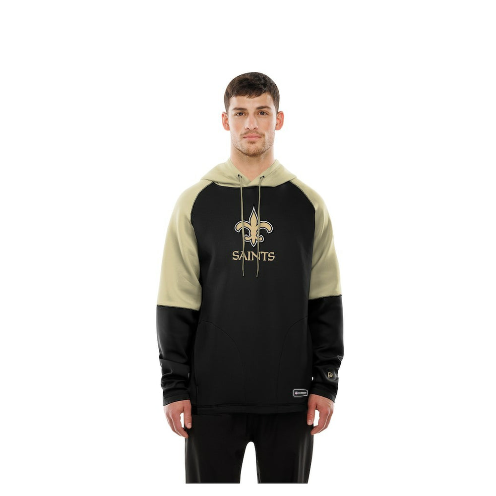 New Orleans Saints New Era Combine Authentic Color Block Raglan Pullover Hoodie Black