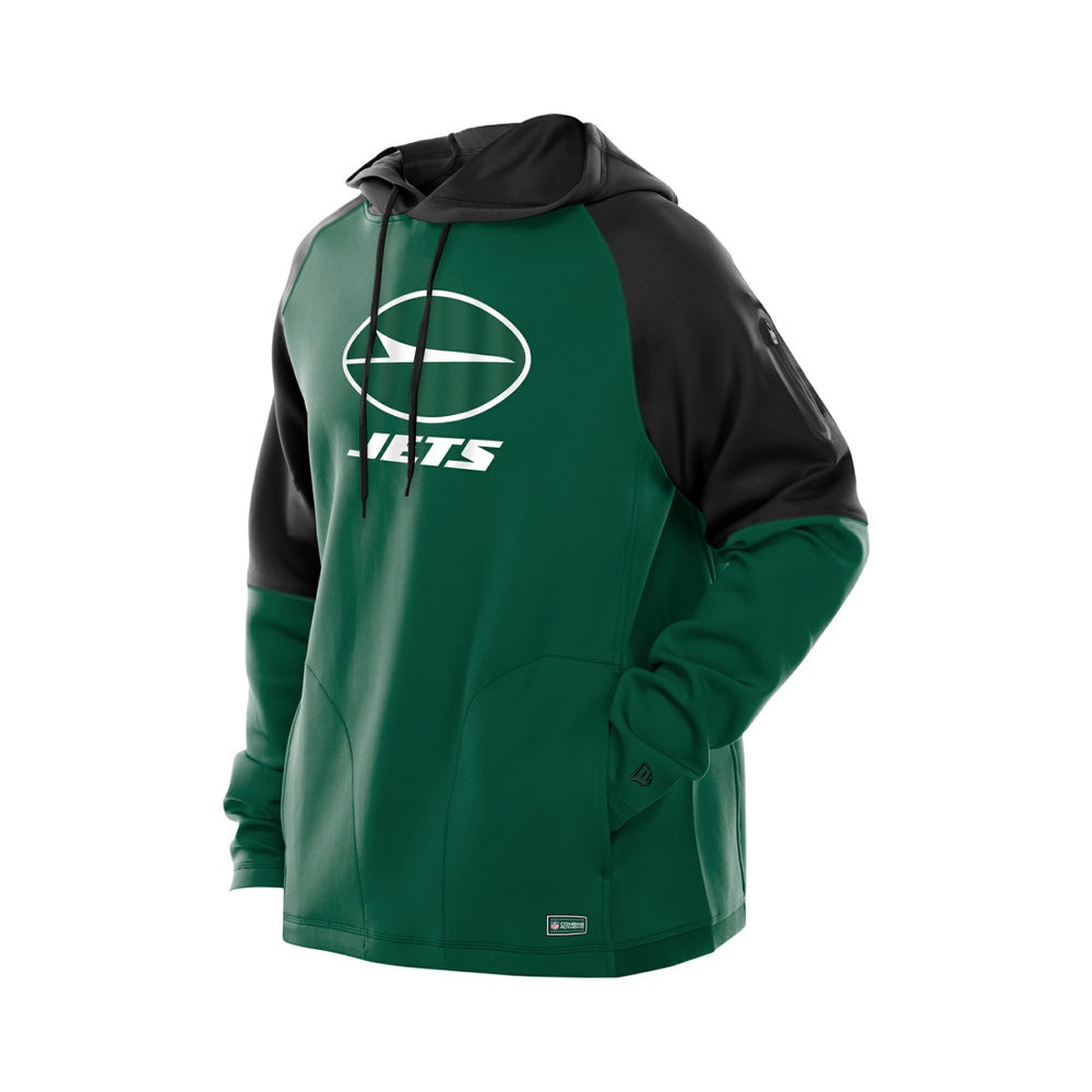 New York Jets New Era Combine Authentic Color Block Raglan Pullover Hoodie Green