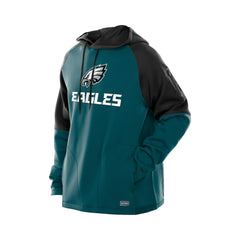 Philadelphia Eagles New Era Combine Authentic Color Block Raglan Pullover Hoodie Midnight Green
