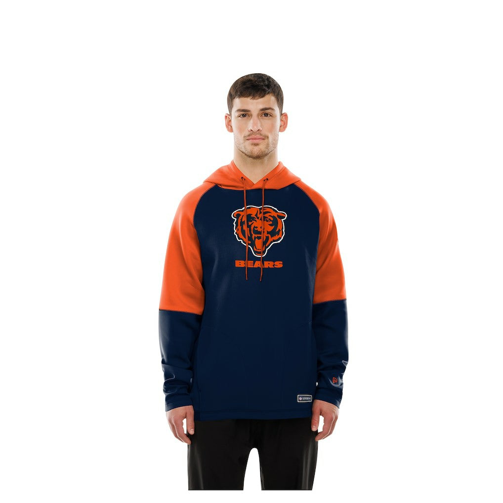 Chicago Bears New Era Combine Authentic Color Block Raglan Pullover Hoodie Navy