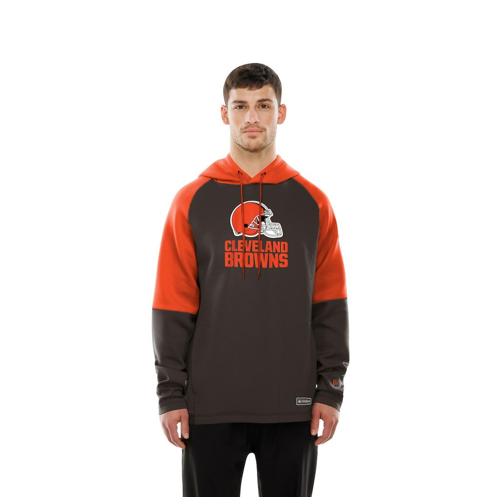 Cleveland Browns New Era Combine Authentic Color Block Raglan Pullover Hoodie Brown