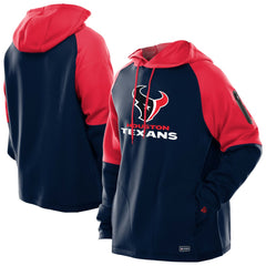 Houston Texans New Era Combine Authentic Color Block Raglan Pullover Hoodie Navy