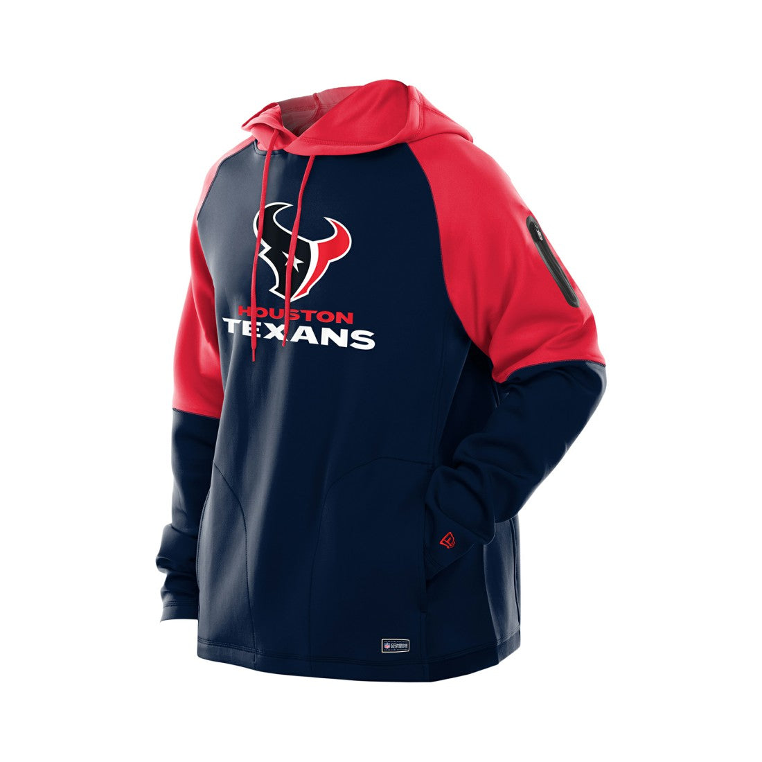 Houston Texans New Era Combine Authentic Color Block Raglan Pullover Hoodie Navy