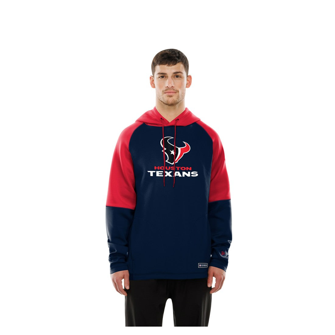 Houston Texans New Era Combine Authentic Color Block Raglan Pullover Hoodie Navy