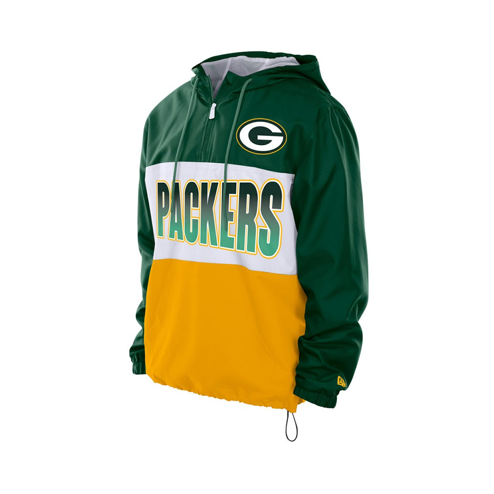 Green Bay Packers New Era Ripstop Quarter-Zip Hooded Windbreaker Green