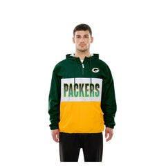 Green Bay Packers New Era Ripstop Quarter-Zip Hooded Windbreaker Green