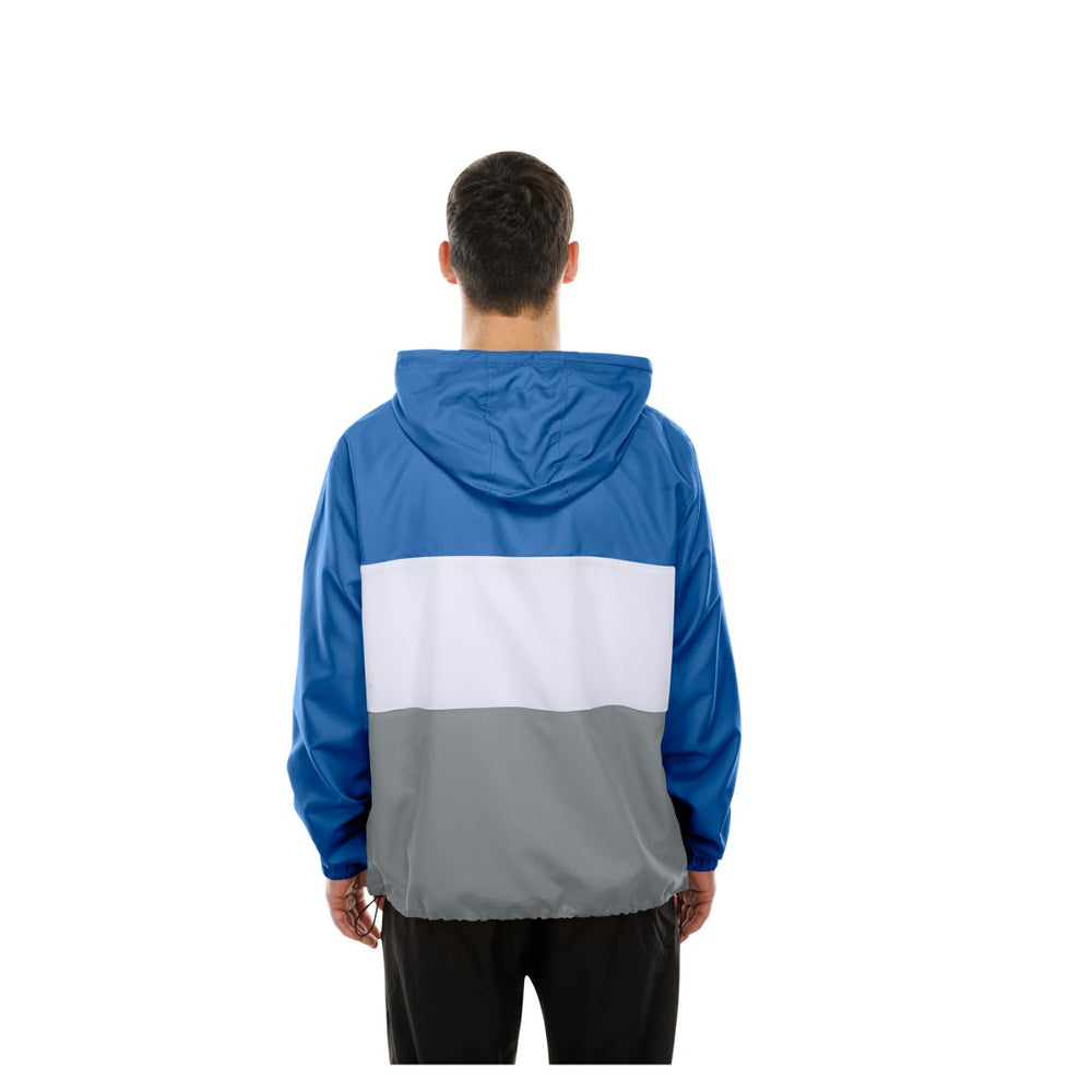 Detroit Lions New Era Ripstop Quarter-Zip Hooded Windbreaker Blue
