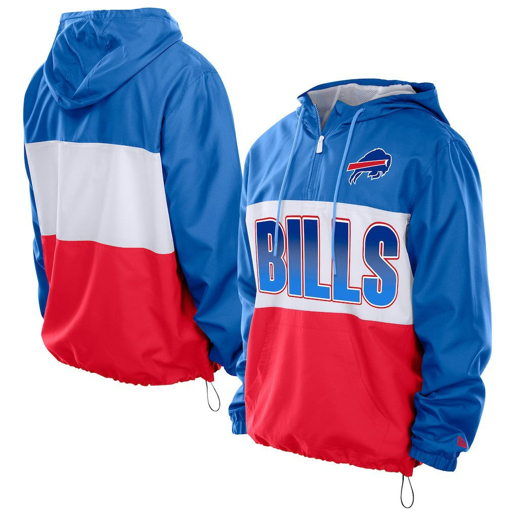 Buffalo Bills New Era Ripstop Quarter-Zip Hooded Windbreaker Royal