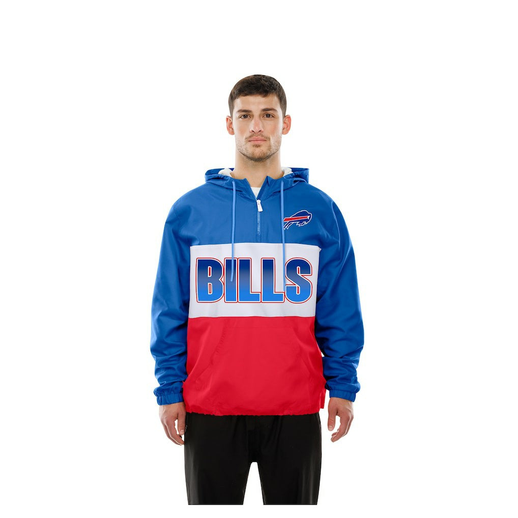 Buffalo Bills New Era Ripstop Quarter-Zip Hooded Windbreaker Royal