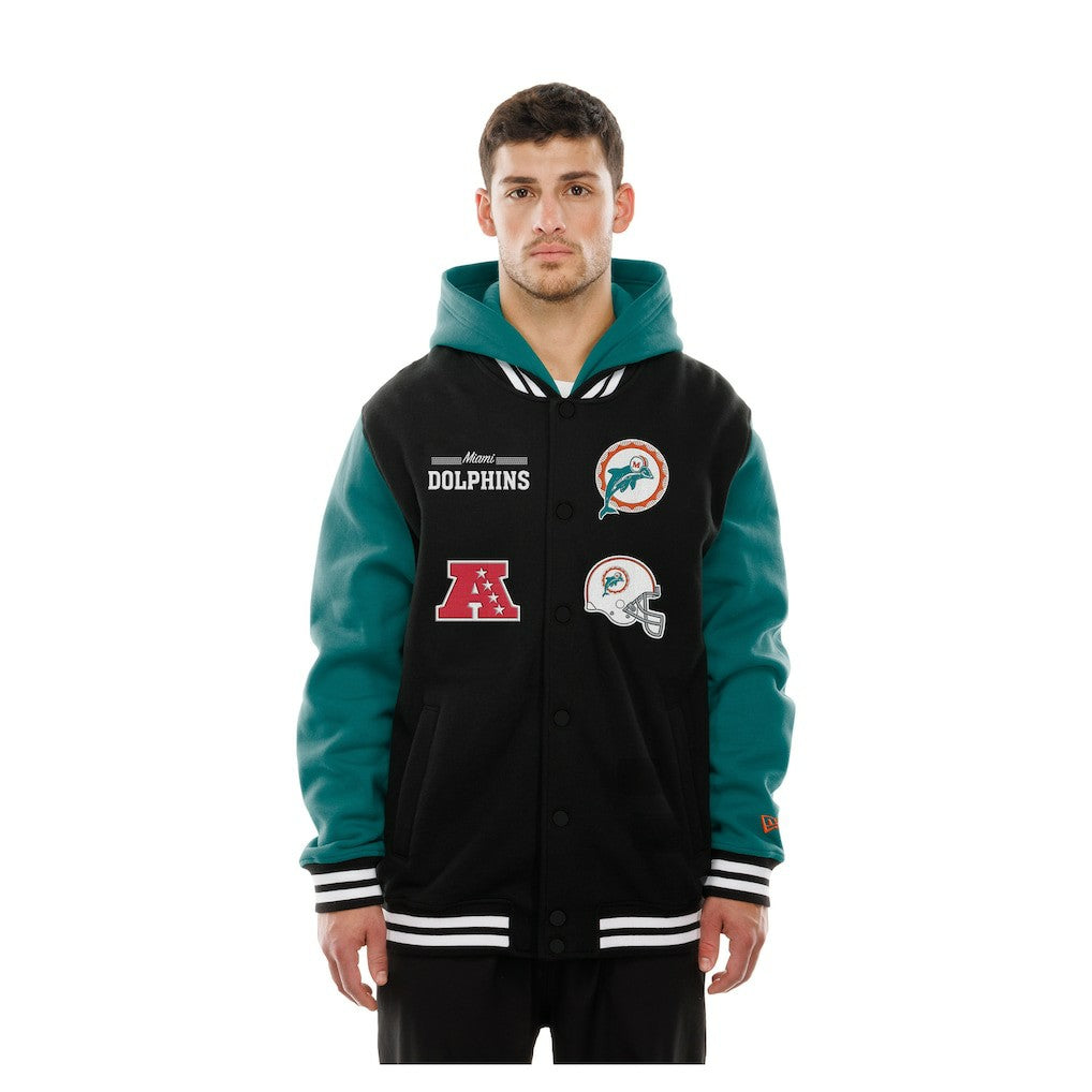 Miami Dolphins New Era Full-Snap Fleece Hoodie Jacket Black