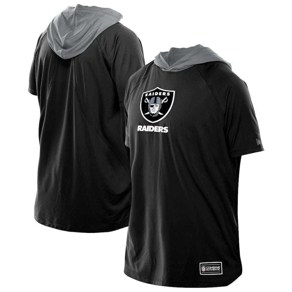 Las Vegas Raiders New Era Combine Authentic Hooded Raglan Short-Sleeve T-Shirt Black