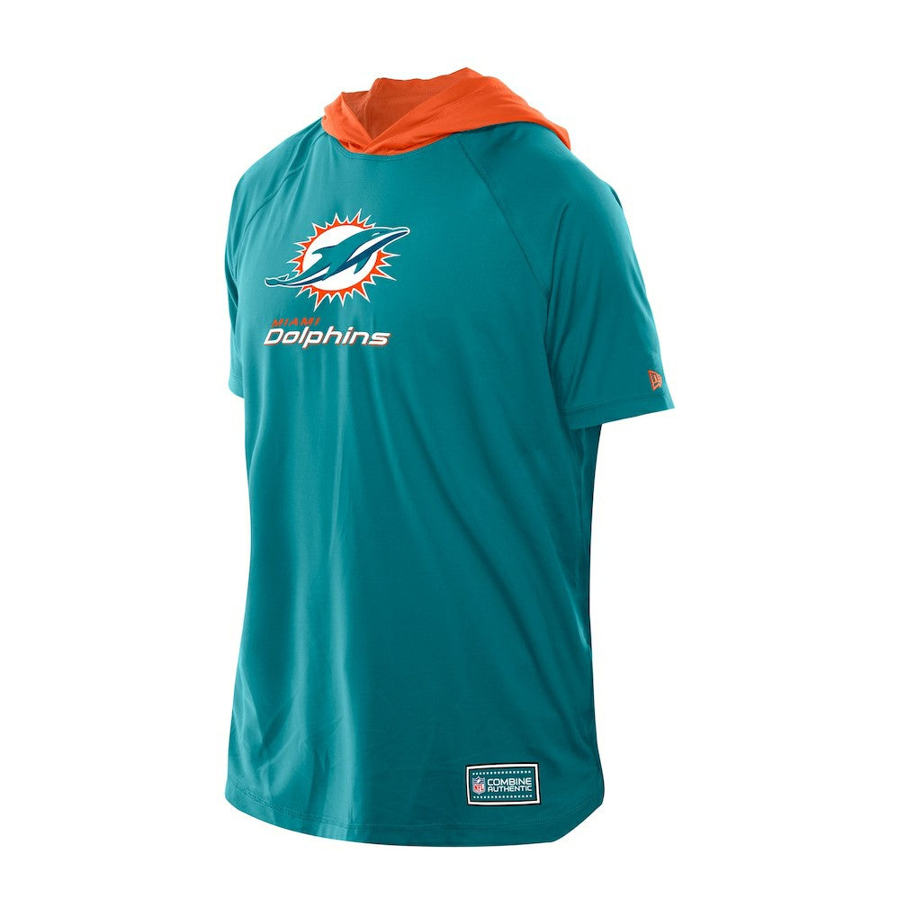 Miami Dolphins New Era Combine Authentic Hooded Raglan Short-Sleeve T-Shirt Aqua