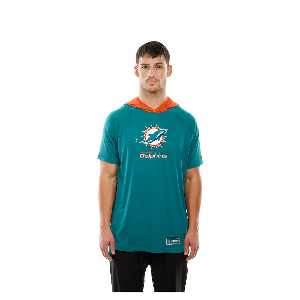 Miami Dolphins New Era Combine Authentic Hooded Raglan Short-Sleeve T-Shirt Aqua