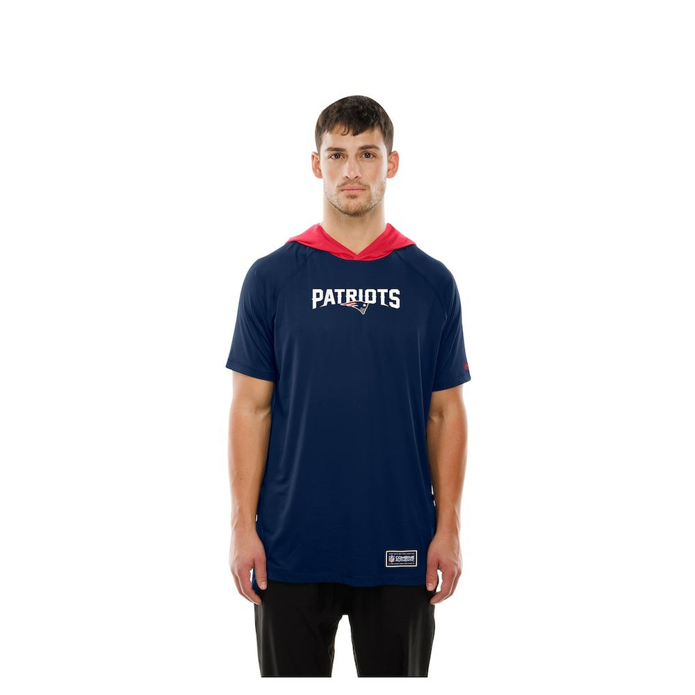 New England Patriots New Era Combine Authentic Hooded Raglan Short-Sleeve T-Shirt Navy