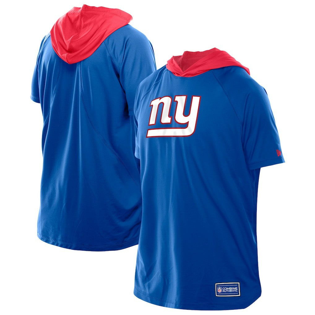 New York Giants New Era Combine Authentic Hooded Raglan Short-Sleeve T-Shirt Royal