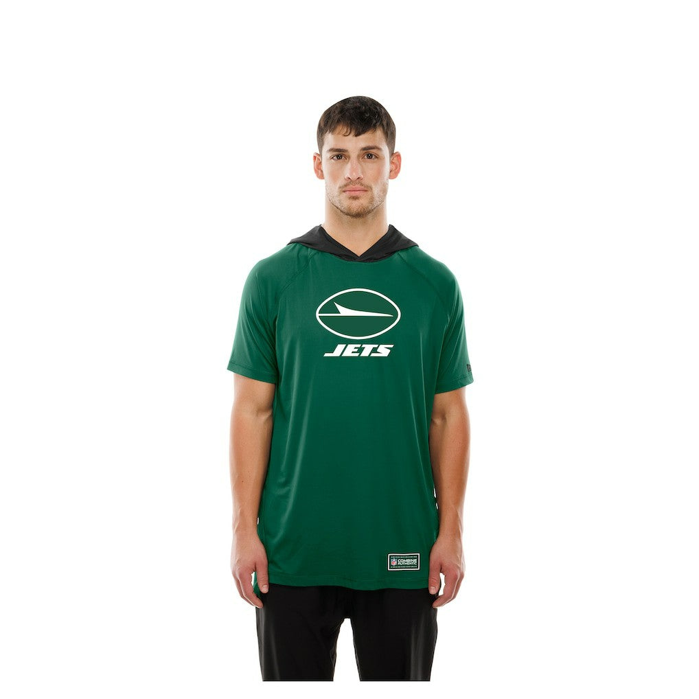 New York Jets New Era Combine Authentic Hooded Raglan Short-Sleeve T-Shirt Green