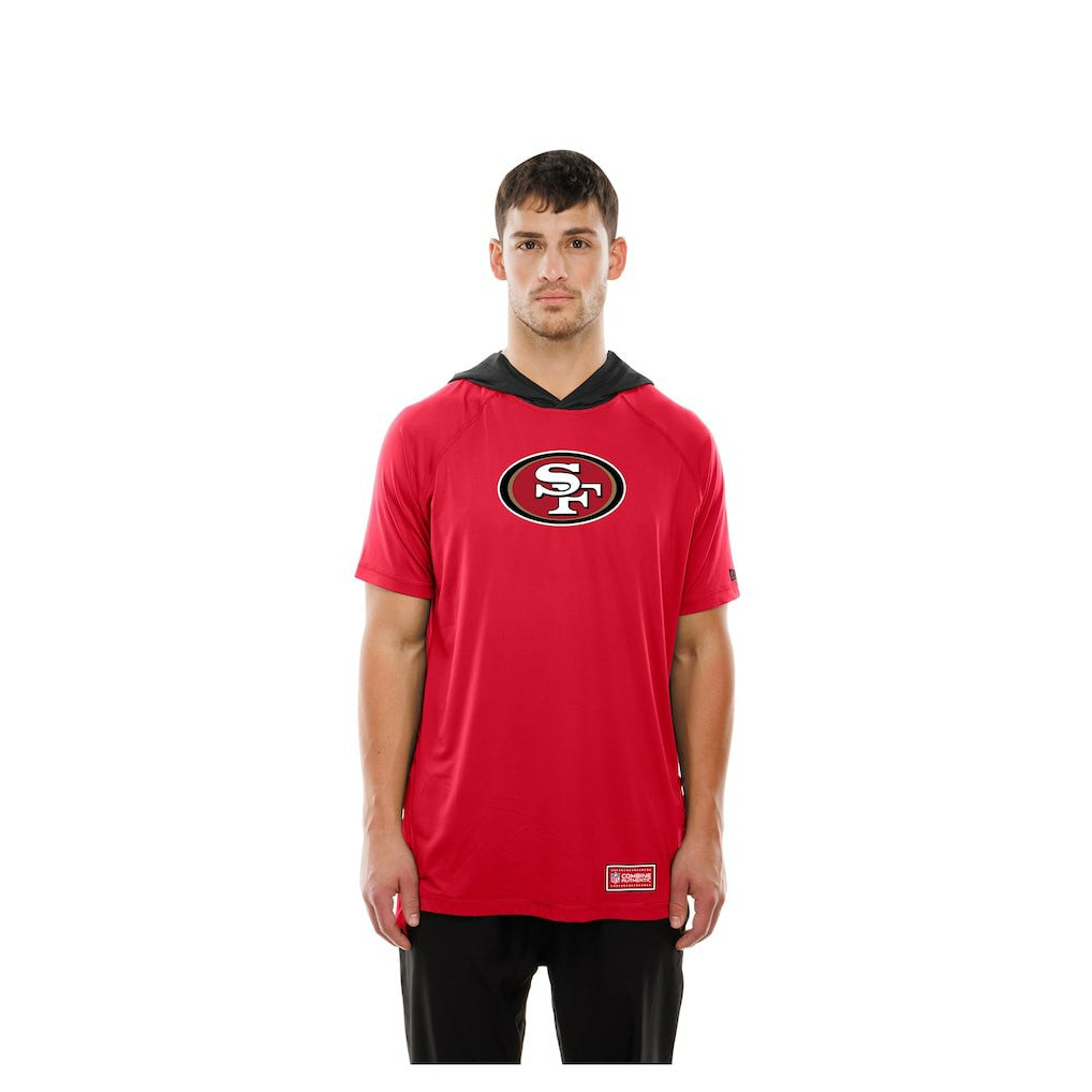 San Francisco 49ers New Era Combine Authentic Hooded Raglan Short-Sleeve T-Shirt Scarlet