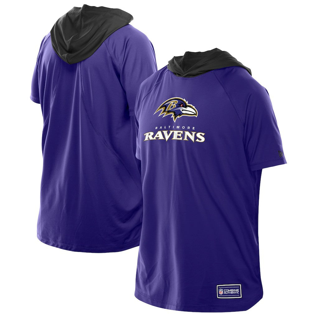 Baltimore Ravens New Era Combine Authentic Hooded Raglan Short-Sleeve T-Shirt Purple
