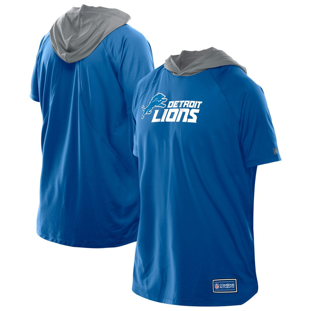 Detroit Lions New Era Combine Authentic Hooded Raglan Short-Sleeve T-Shirt Blue