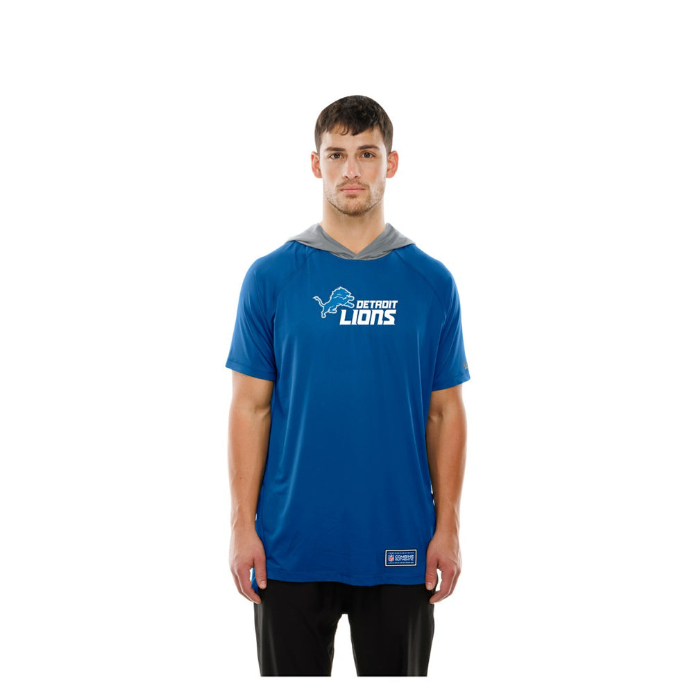 Detroit Lions New Era Combine Authentic Hooded Raglan Short-Sleeve T-Shirt Blue