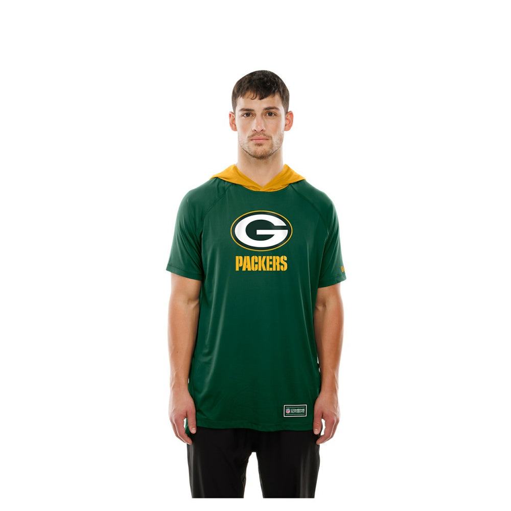Green Bay Packers New Era Combine Authentic Hooded Raglan Short-Sleeve T-Shirt Green