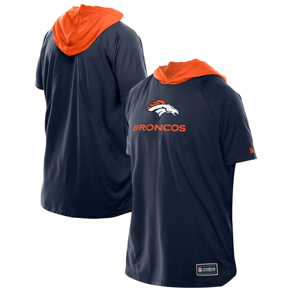 Denver Broncos New Era Combine Authentic Hooded Raglan Short-Sleeve T-Shirt Navy